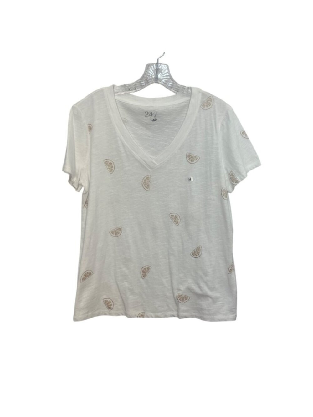 24/7‎ By Maurices V-Neck Tshirt Womens Medium White New WOT Citrus Summer